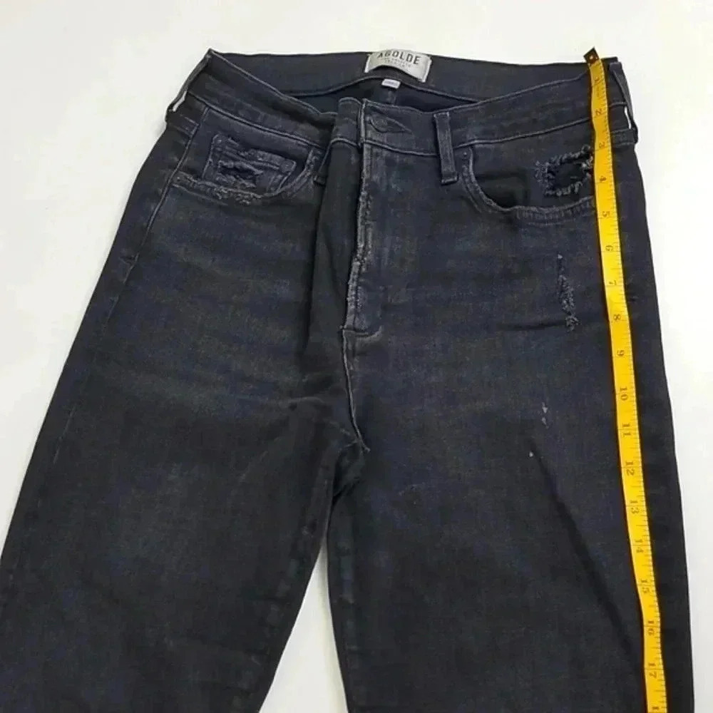 Agolde Sophie High Rise Skinny Crop Temple Washed Black Distressed Jeans REVOLVE - Picture 4 of 16